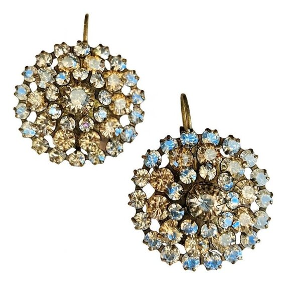Liz Palacios Florette Leverback Earrings Made With Swarovski Crystals Brass Tone - Picture 9 of 10